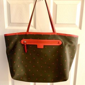 Kate Spade Tote Coral and Brown Swiss Dot